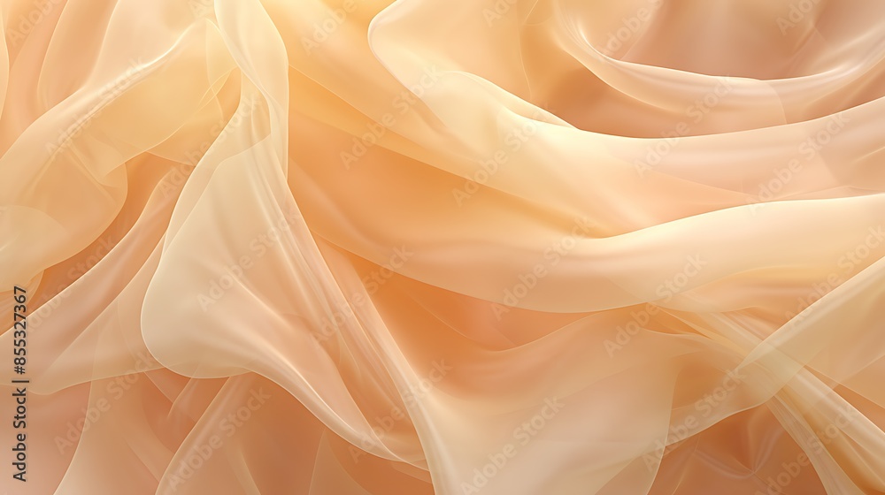 Fototapeta premium Abstract flowing light peach colored chiffon fabric.
