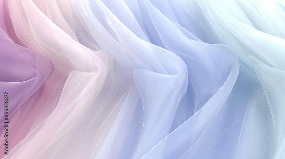 Fototapeta premium Gradient pastel colored chiffon fabric with smooth and soft waves. Abstract background.