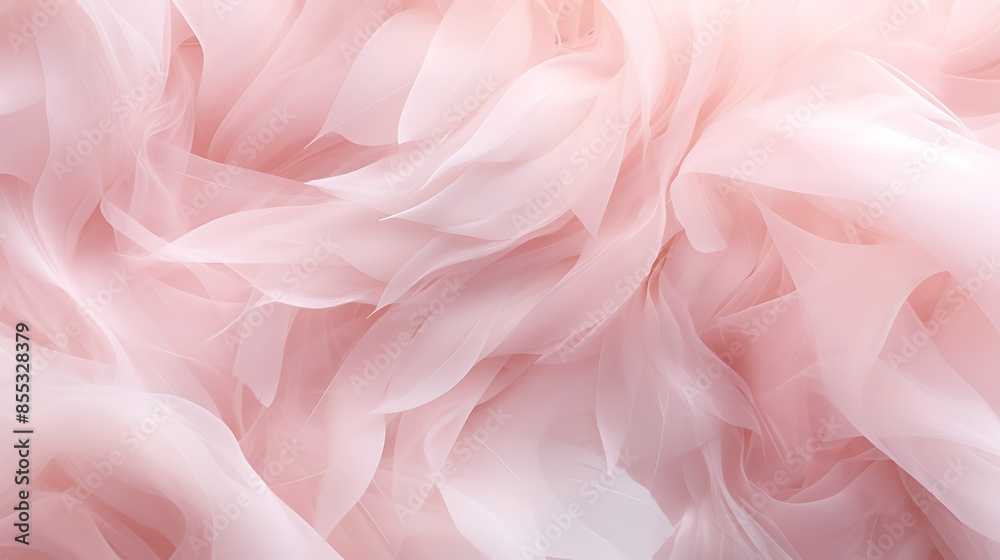 Fototapeta premium Light pink flowing fabric. The fabric is bunched up and draped in a way that creates a sense of movement and depth.