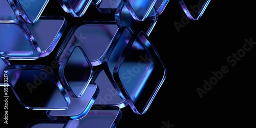 Fototapeta Naklejka Na Ścianę i Meble -  Abstract geometric blocks on a black background, 3d render