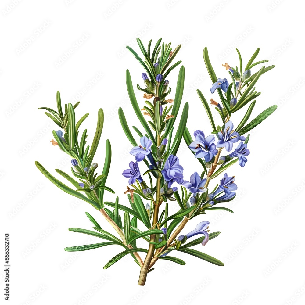 Fototapeta premium Rosemary isolated on white background, old botanical illustration
