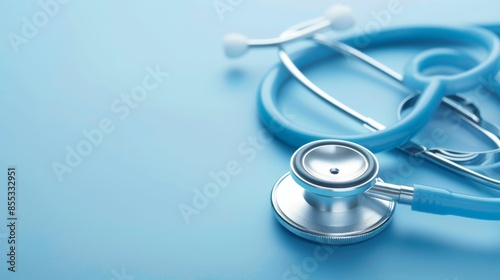 AI generated illustration of a blue stethoscope on a blue background