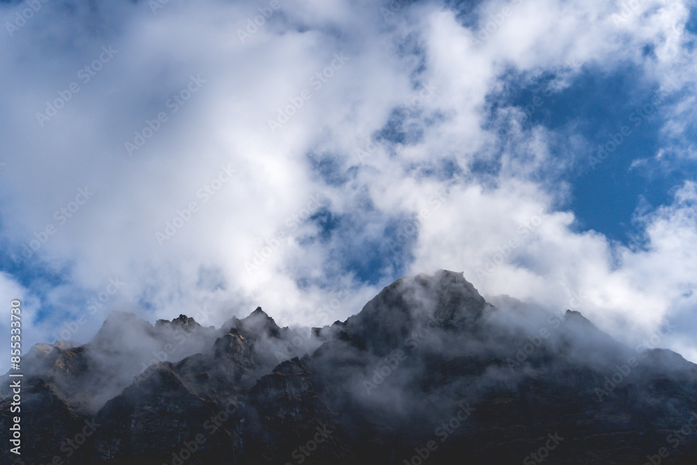 Dramatic Mountain Landscape in Nepal, Stunning Rugged Mountains of Nepal