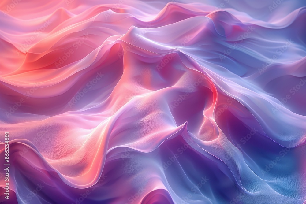 Dreamlike Fabric Waves: Serene, Soft, and Translucent Pink, Purple, and Blue Hues Creating a Flowing Landscape of Gentle, Smooth Folds and Gradients Dreamlike Fabric Waves: Serene, Soft, and Translucent Pink, Purple, and Blue Hues Creating a Flowing Landscape of Gentle, Smooth Folds and Gradients