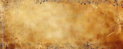 Vintage musical notes background with ornate classical design