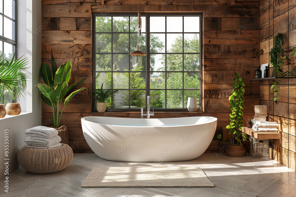Fototapeta premium Light Bathroom with Bathtub