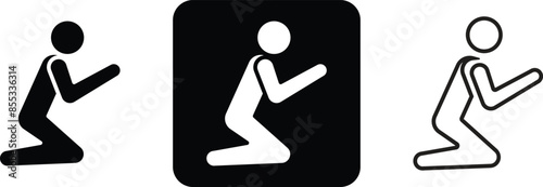 Set of Praying People Vector Icons. Vector illustration
