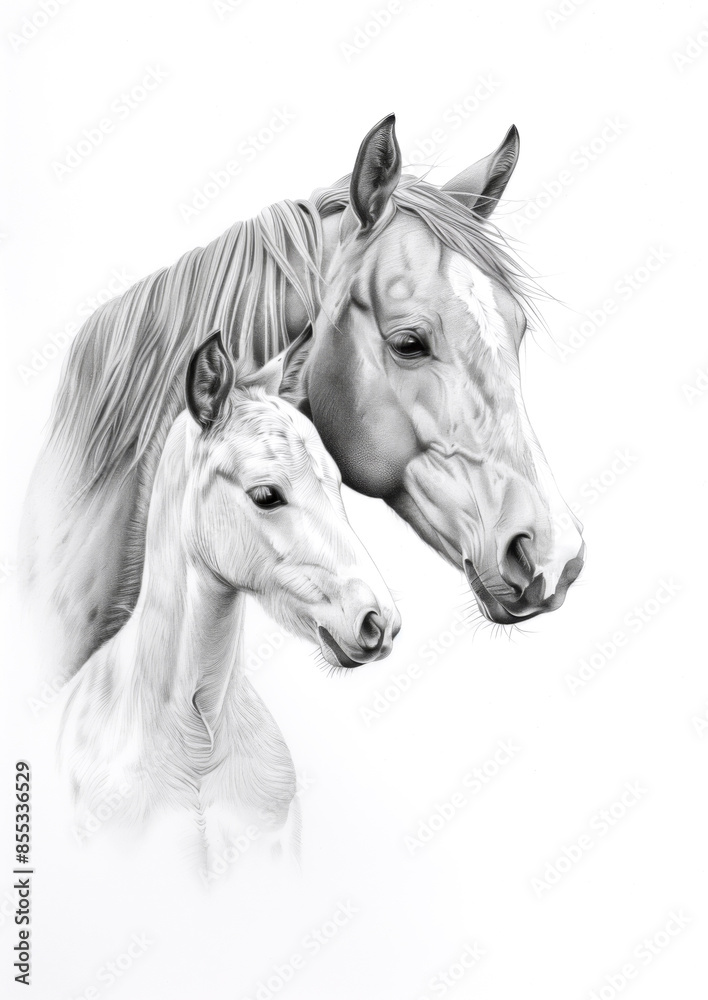 Fototapeta premium Tender moment between mare and foal