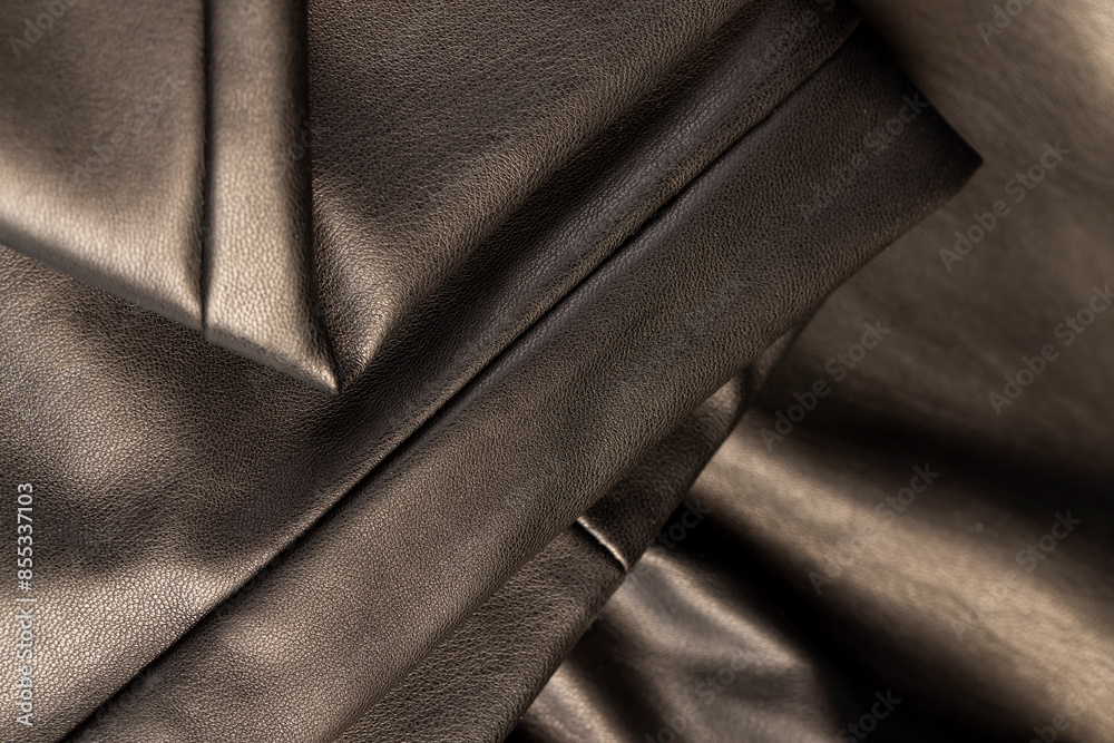 Obraz premium black leather material for clothing production