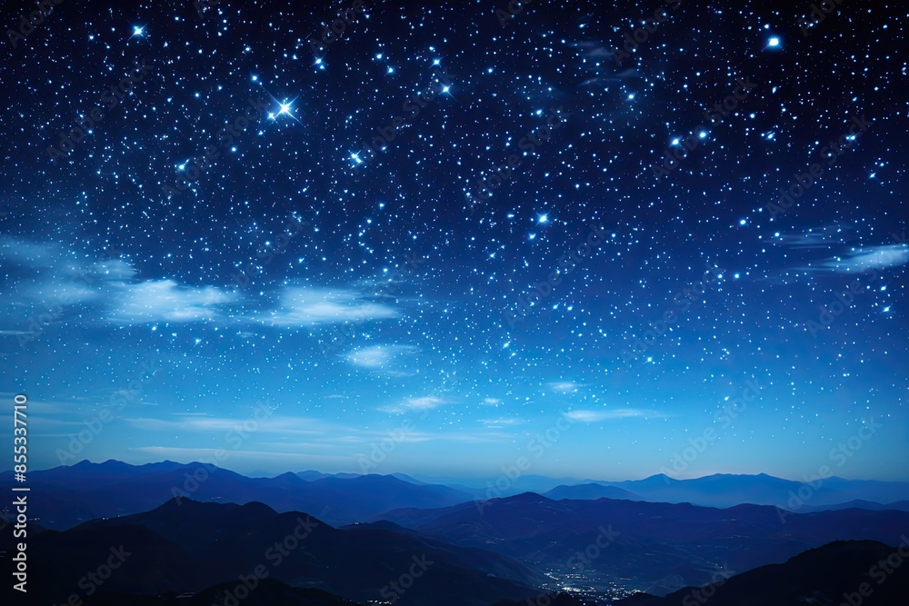Majestic mountain silhouetted under a starry night sky, Serene night scene with stars twinkling over mountain peak. Majestic mountain silhouetted under a starry night sky, Serene night scene with stars twinkling over mountain peak.