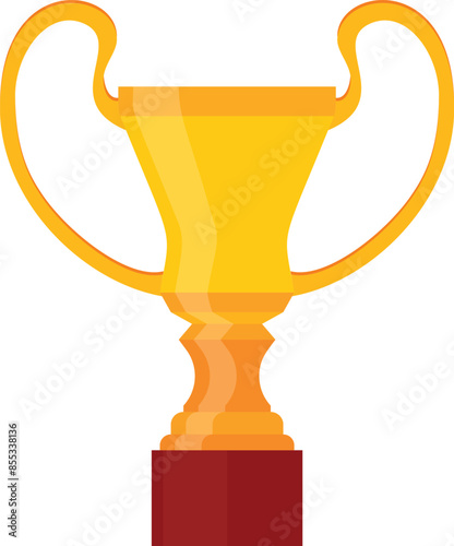 A shining golden trophy cup with a vibrant red base, symbolizing victory and achievement.