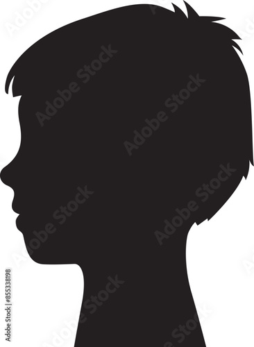 Child boy kid Head side view Silhouette.
