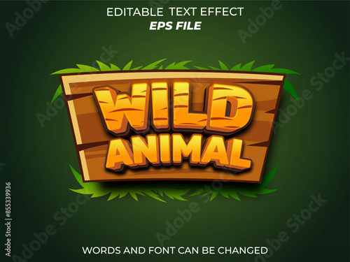 wild animal text effect, font editable, typography, 3d text for games. vector template