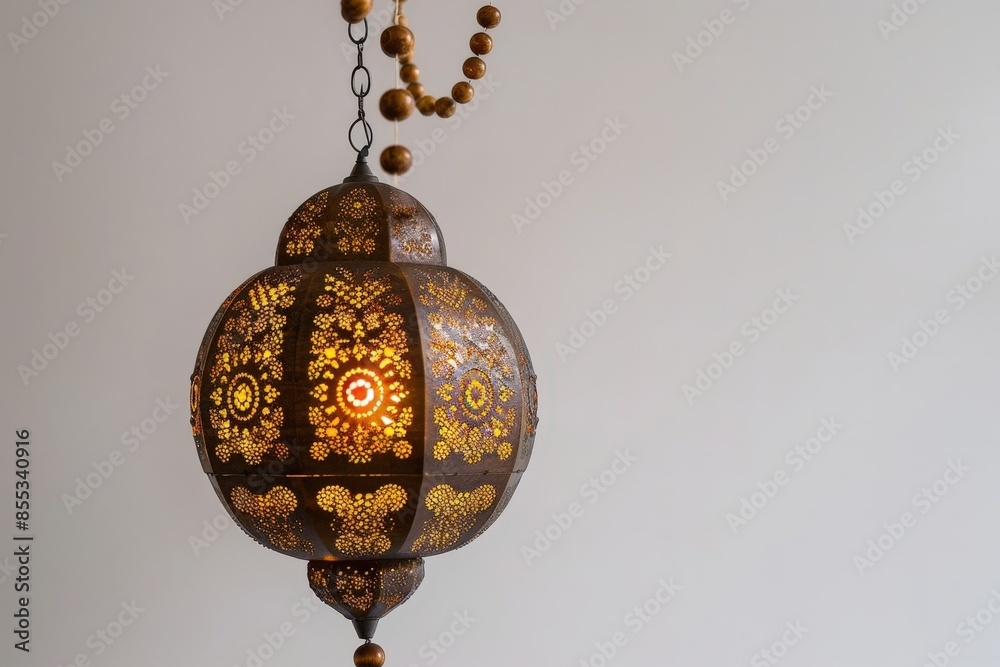Elegant Handcrafted Decorative Glass Lantern with Filigree Design, Hanging from Ceiling Elegant Handcrafted Decorative Glass Lantern with Filigree Design, Hanging from Ceiling