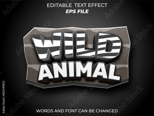wild animal text effect, font editable, typography, 3d text for games. vector template