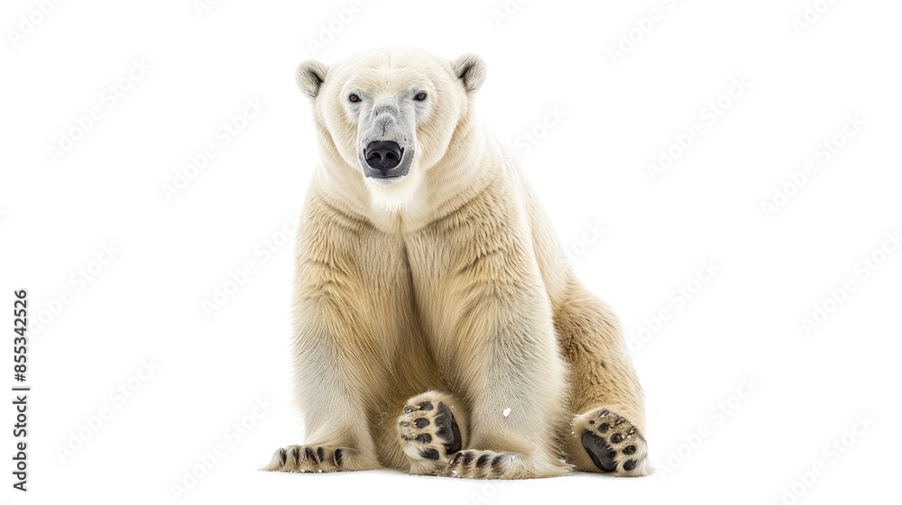 Polar bear sitting, full body, white background Polar bear sitting, full body, white background