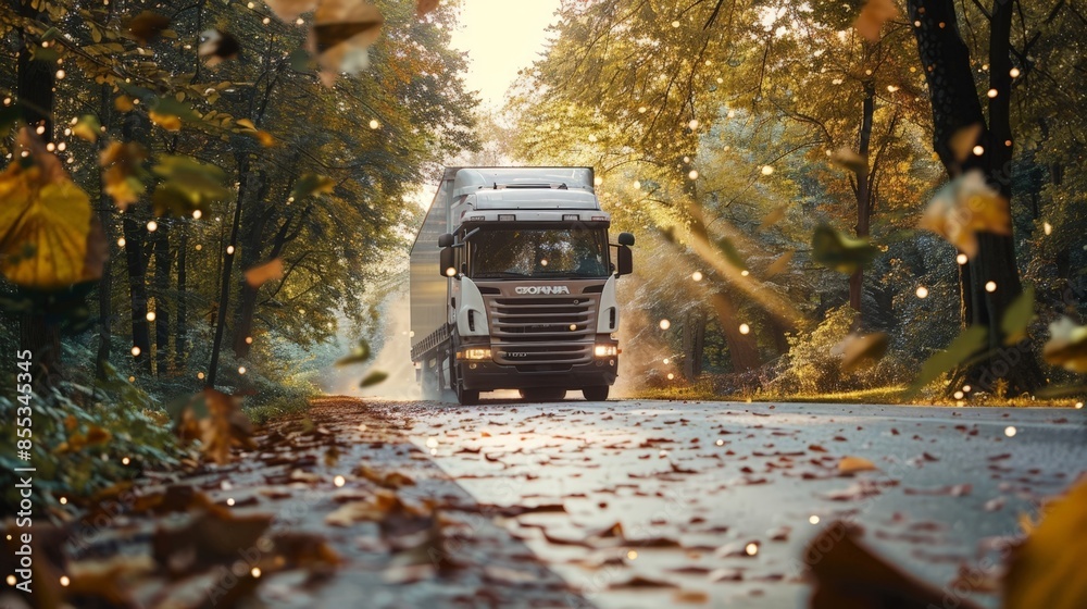 Autumn Truck Journey: Delivering Through Fall Scenery Autumn Truck Journey: Delivering Through Fall Scenery
