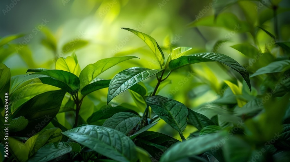 Obraz premium Lush Green Herb Field: Fresh Basil Leaves Amidst Vibrant Nature