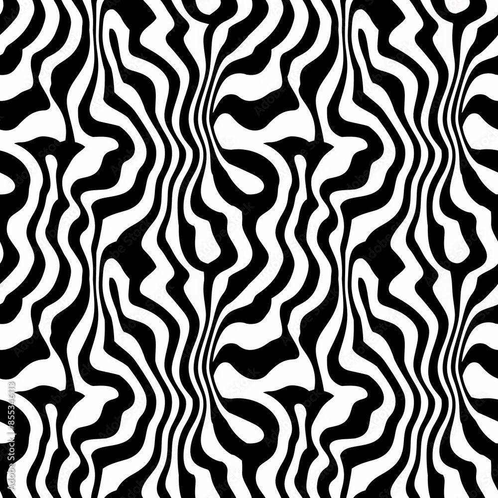 Abstract wavy curved black and white modern seamless pattern, contemporary minimal design, distortion, repeatable texture decoration. Abstract wavy curved black and white modern seamless pattern, contemporary minimal design, distortion, repeatable texture decoration.