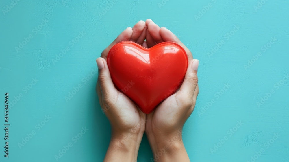 Fototapeta premium Hands Holding a Heart: A Symbol of Love and Care