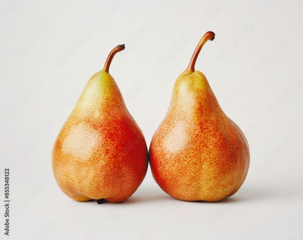 Fresh Pears: Two Ripe, Juicy Fruits Against a Clean Backdrop Fresh Pears: Two Ripe, Juicy Fruits Against a Clean Backdrop