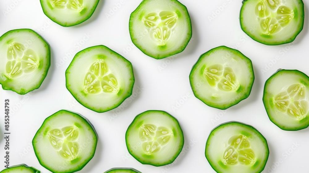 Isolated white background cucumber slices Isolated white background cucumber slices
