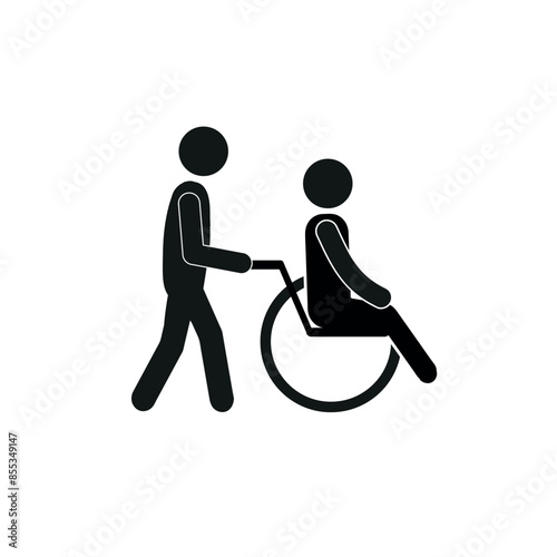 sign for the disabled, sticker, on entrance, exit doors, button, assistant call, flat, vector illustration, icon, sign, people, symbol, vector illustration, business, person, button, men, step, design