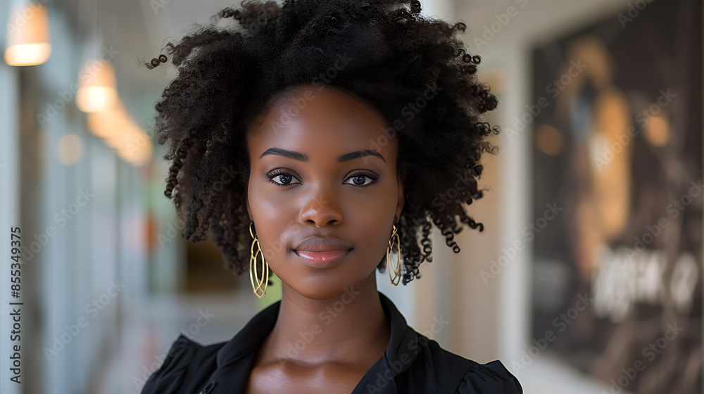 Modern Office Headshot: Young Black Businesswoman in Professional Attire Modern Office Headshot: Young Black Businesswoman in Professional Attire