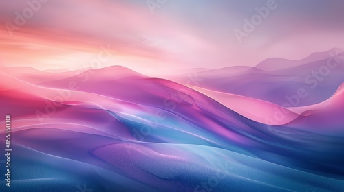 Stunning Digital Art Landscape with Colorful Hills and Clouds