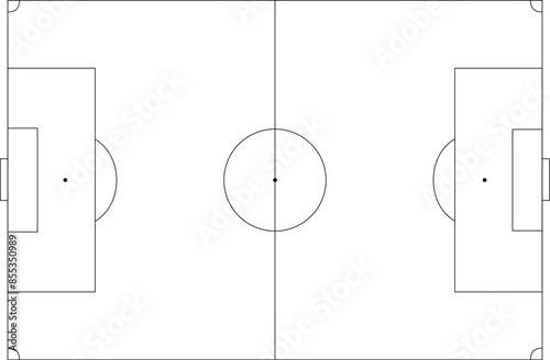 Drawing of a soccer field in top view. Basis for tactics discussion or for other compositing purposes.