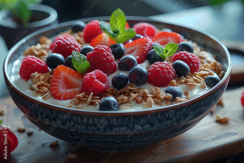 Muesli with berries. Healthy diet concept.