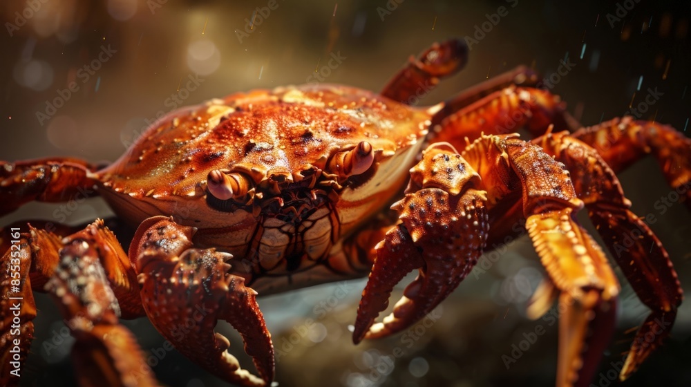 Vivid Red Lobster: Majestic Sea Creature against a Stunning Underwater Background Vivid Red Lobster: Majestic Sea Creature against a Stunning Underwater Background