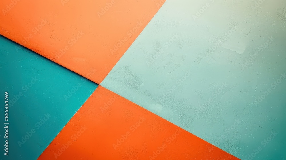 Fototapeta premium Vibrant Geometric Abstract Art on a Wall with a Textured Background