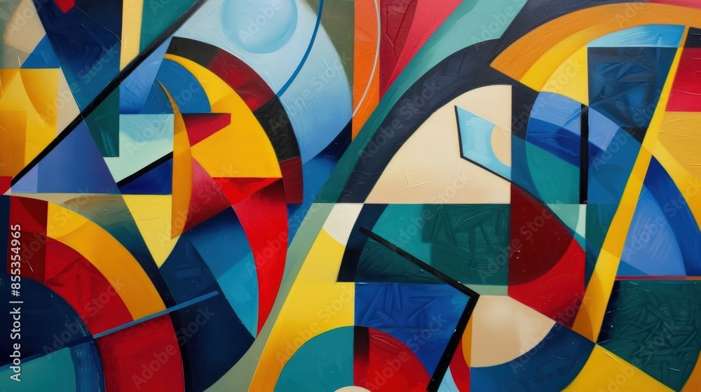 Fototapeta premium Vibrant Abstract Art: Colorful Piece with Geometric Patterns and a Variety of Shapes