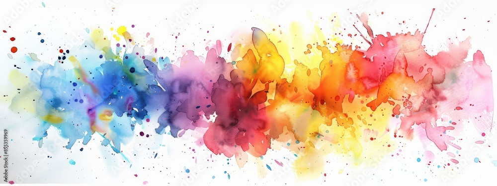 A colorful painting with splatters of paint that creates a sense of movement A colorful painting with splatters of paint that creates a sense of movement