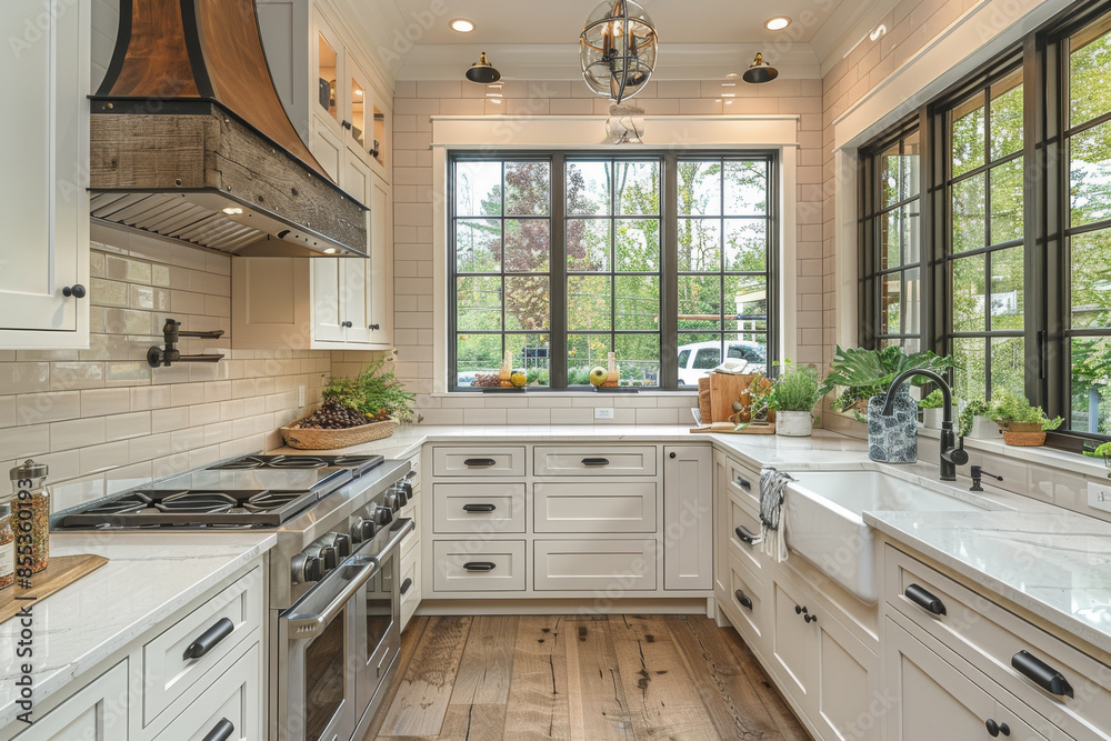 Modern Kitchen with Wooden Cupboards Modern Kitchen with Wooden Cupboards