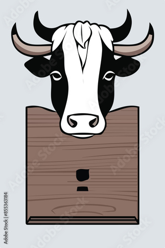 engrave ink draw cow illustration vettoriale editabile 