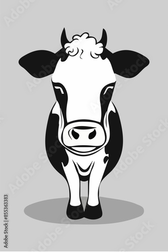 engrave ink draw cow illustration vettoriale editabile 