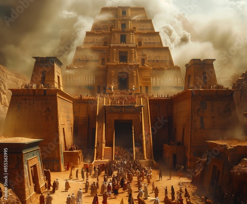 Ancient Sumerian King on Throne at UR Ziggurat photo
