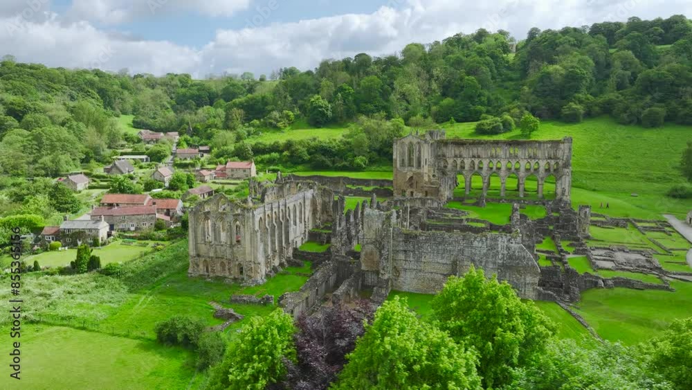 Rievaulx Abbey from a drone, North York Moors National Park, North Yorkshire, England Rievaulx Abbey from a drone, North York Moors National Park, North Yorkshire, England