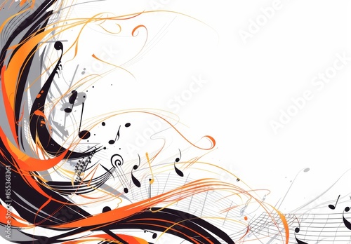 Abstract Musical Notes and Music Staff Vector Illustration with Copy Space