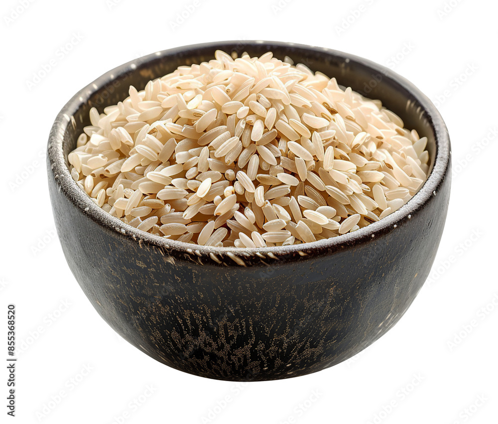 Rice grains in a bowl isolated on transparent background Rice grains in a bowl isolated on transparent background