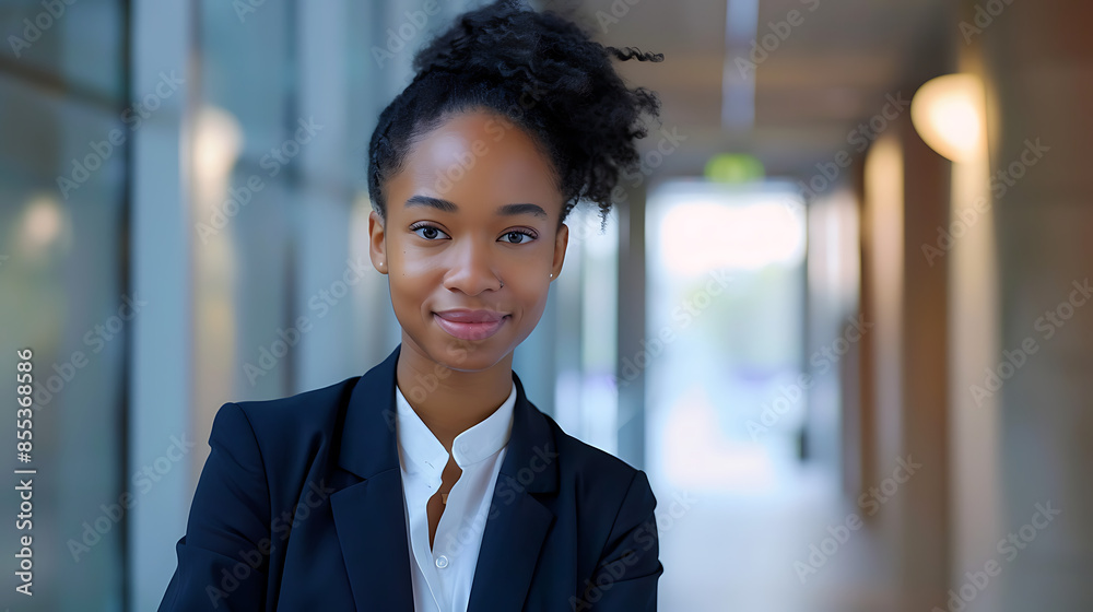 Confident Black Woman Executive Portrait: Business Attire in Office Setting Confident Black Woman Executive Portrait: Business Attire in Office Setting