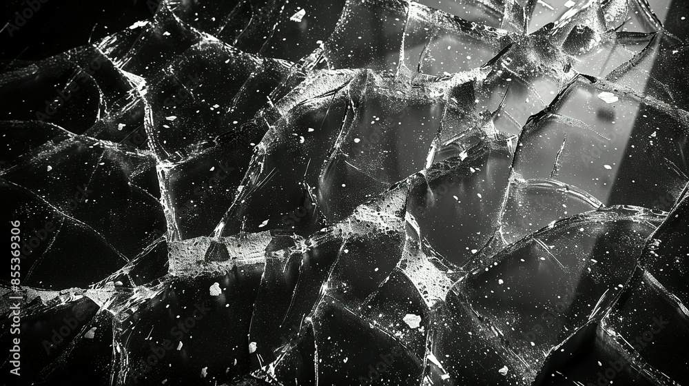 Broken Glass and Film Grain: Abstract Dark Background Broken Glass and Film Grain: Abstract Dark Background