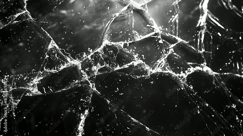 Broken Glass and Film Grain: Abstract Dark Background Broken Glass and Film Grain: Abstract Dark Background