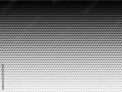 Retro Dotted gradient vector, white and black halftone polka backdrop graphic, horizontal seamless circle dotted lines, monochrome dots texture background, modern popart effect half tone