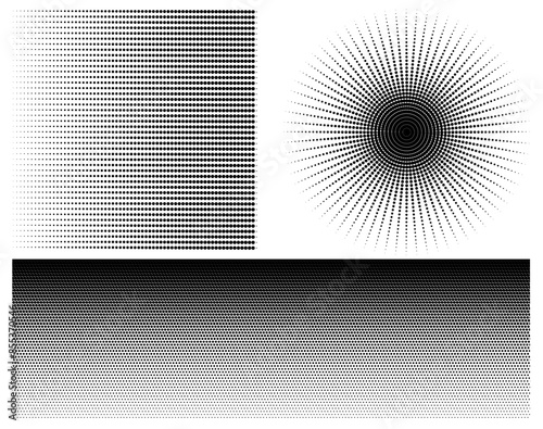 Monochrome Halftone dot tone grunge effect abstract pattern set. Texture vector graphic retro illustration.gradient geometric element art shape modern pop wallpaper vintage print