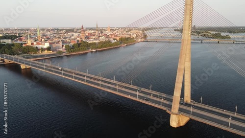 Top view of the old town of Riga with beautiful colorful buildings in Riga city, Latvia.