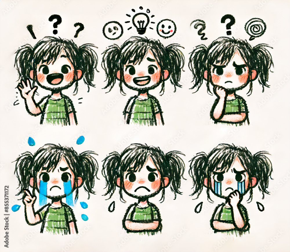 喜怒哀楽の表情|女の子 喜怒哀楽の表情|女の子
