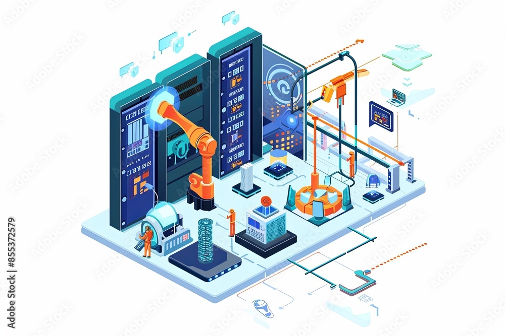 Obraz premium Conceptual Technology Flat Illustration created with Generative AI